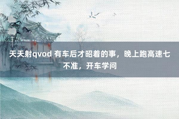 天天射qvod 有车后才昭着的事，晚上跑高速七不准，开车学问
